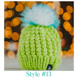 Hand Knitted Lambs Wool Pom Pom Beanie Hats