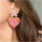 14K Gold Plated Handmade Champagne Bottle & Heart Earrings
