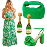 14K Gold Plated Handmade Champagne Bottle & Heart Earrings