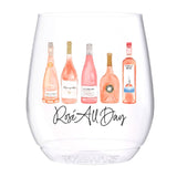 (12 styles) Set of 4 UNBREAKABLE Stemless Wine Glasses, made from Recycled Plastic