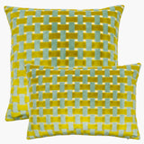 Handcrafted Velvet Pillows in Pink or Green Basketweave
