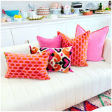 Handcrafted Velvet Pillows in Pink or Green Basketweave