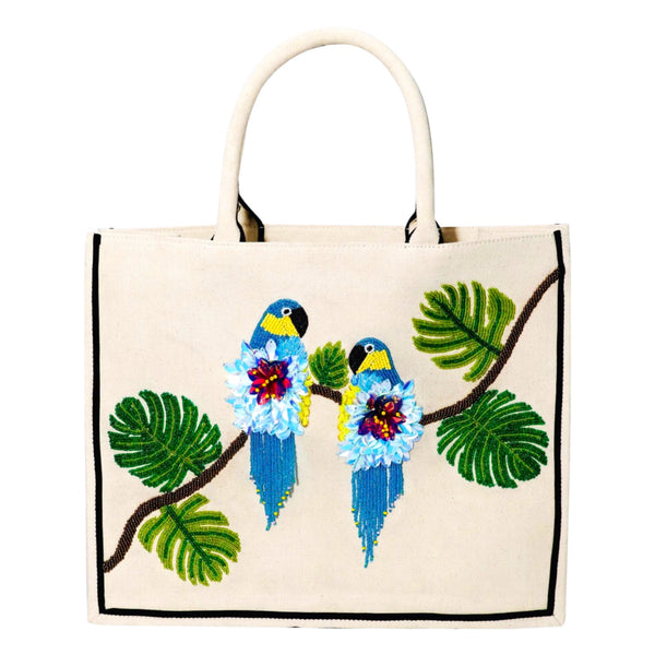 Tropical Parrot Bird Seed Bead Crossbody selling Chain Clutch Boho Handbag