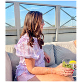 Lavender White & Pink Ruffle Trim Cotton Kimmy Top