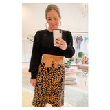 Bubblegum Pink OR Black Contrasting Ribbed Knit Puff Sleeve Sweater