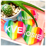 Kids Beaded Rainbow Monogrammed Heart Bag