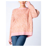 Baby Pink & Camel Cozy Mohair Sweater with Banded Pink Ribbed Hem Contrast