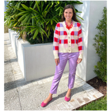 Pink Leather Foldable Sandring Flats with Double Cushion Insole & Travel Purse, made in London