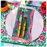 Candy Cane Evergreen Quilted Placemats, Dinner Napkins, Coasters & Tablecloths