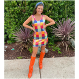 Orange Leather 3” Hidden Wedge Heel Piper Boots with Gold Buckle Detail