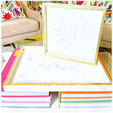 Handmade 18” & 14” Solid Marble & Gold Leaf Trays