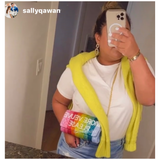 Hand Beaded Metallic Rainbow Veuve Bag with Optional Shoulder Chain