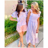 Lavender White & Pink Ruffle Trim Cotton Kimmy Top