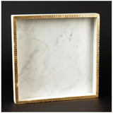 Handmade 18” & 14” Solid Marble & Gold Leaf Trays