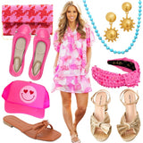 Pink Leather Foldable Sandring Flats with Double Cushion Insole & Travel Purse, made in London