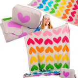 Soft Knit Reversible Travel (or House) Blanket, Sleep Mask & Carrying Bag