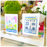 Destination Watercolor Matchbook Art in Floating Acrylic Frame - 44 DESTINATIONS!