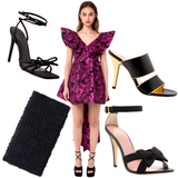 Black Napa Leather Greta Heels with Grosgrain Ribbon  Bow & ankle Strap, Handmade in Italy