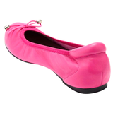 Pink Leather Foldable Sandring Flats with Double Cushion Insole & Travel Purse, made in London