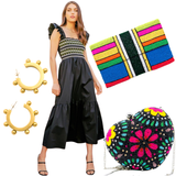 Hand Beaded Multicolor Heart Bag with Chain