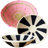 Sisal & Sweetgrass 12” Baskets with Optional Wall Hanging Loop, Handmade by Artisans in Rwanda