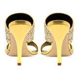 Gold Glitter Lexi Heels with Comfort Fit Band, Handmade in Italy