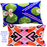 Handmade Silk Velvet 16”x24” Large Lumbar Pillows