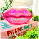 Hand Beaded Matte Rainbow or Lips Bag with Optional Shoulder Chain