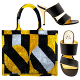 Black & Gold Lexi Heels with Comfort Fit Band, Handmade in Italy