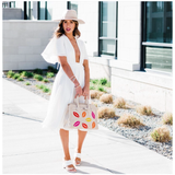 Lips Handmade Beaded Canvas Bag