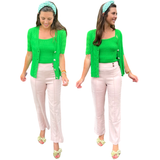 Baby Pink High Waisted Button Front Jeany Pants