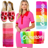 Hand Beaded Matte Rainbow or Lips Bag with Optional Shoulder Chain