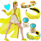 Turquoise, Aquamarine & 18K Gold Plated Jewelry