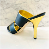 Black & Gold Lexi Heels with Comfort Fit Band, Handmade in Italy