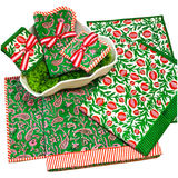 Candy Cane Evergreen Quilted Placemats, Dinner Napkins, Coasters & Tablecloths