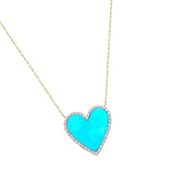 Handmade 14K Gold Diamond & Turquoise Jennifer Necklace