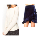 Beige Ribbed Knit Round Neck Sweater with Banded Sleeves & Hem