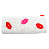 Hand Beaded Monogrammed Lips Bag with Optional Shoulder Chain