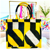 Hand Woven Silk Ikat Golden Tiger & Black & Gold Geo Totes