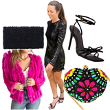 Hand Beaded Multicolor Heart Bag with Chain