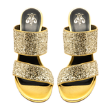Gold Glitter Lexi Heels with Comfort Fit Band, Handmade in Italy