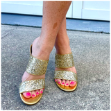Gold Glitter Lexi Heels with Comfort Fit Band, Handmade in Italy