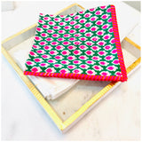 Beatrice Quilted Placemats & Dinner Napkins, and Stocking with Tassels/Poms + Scalloped Tree Skirt