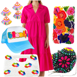 Hand Beaded Multicolor Heart Bag with Chain