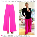 Hot Pink High Waisted Wide Leg Pants with Side Zip