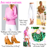 Bubblegum Pink OR Black Contrasting Ribbed Knit Puff Sleeve Sweater