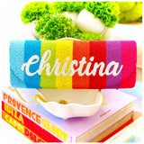 Hand Beaded Matte Rainbow or Lips Bag with Optional Shoulder Chain