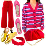 Handmade Silk Velvet Pink & Red Dolly Bag & π Brooke Bag, Handmade in Turkey