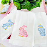 Metallic Gold Embroidered Easter & Ginger Jar Huck Guest Towels