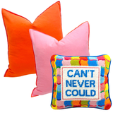 22” Reversible Cotton Parker Pillows with Feather Down Insert